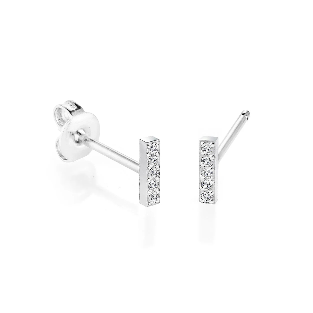 Boucles d'oreilles fixes acier inoxydable, zircons incolores