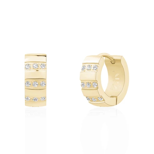 Anneaux de type huggies acier inoxydable, zircons incolores