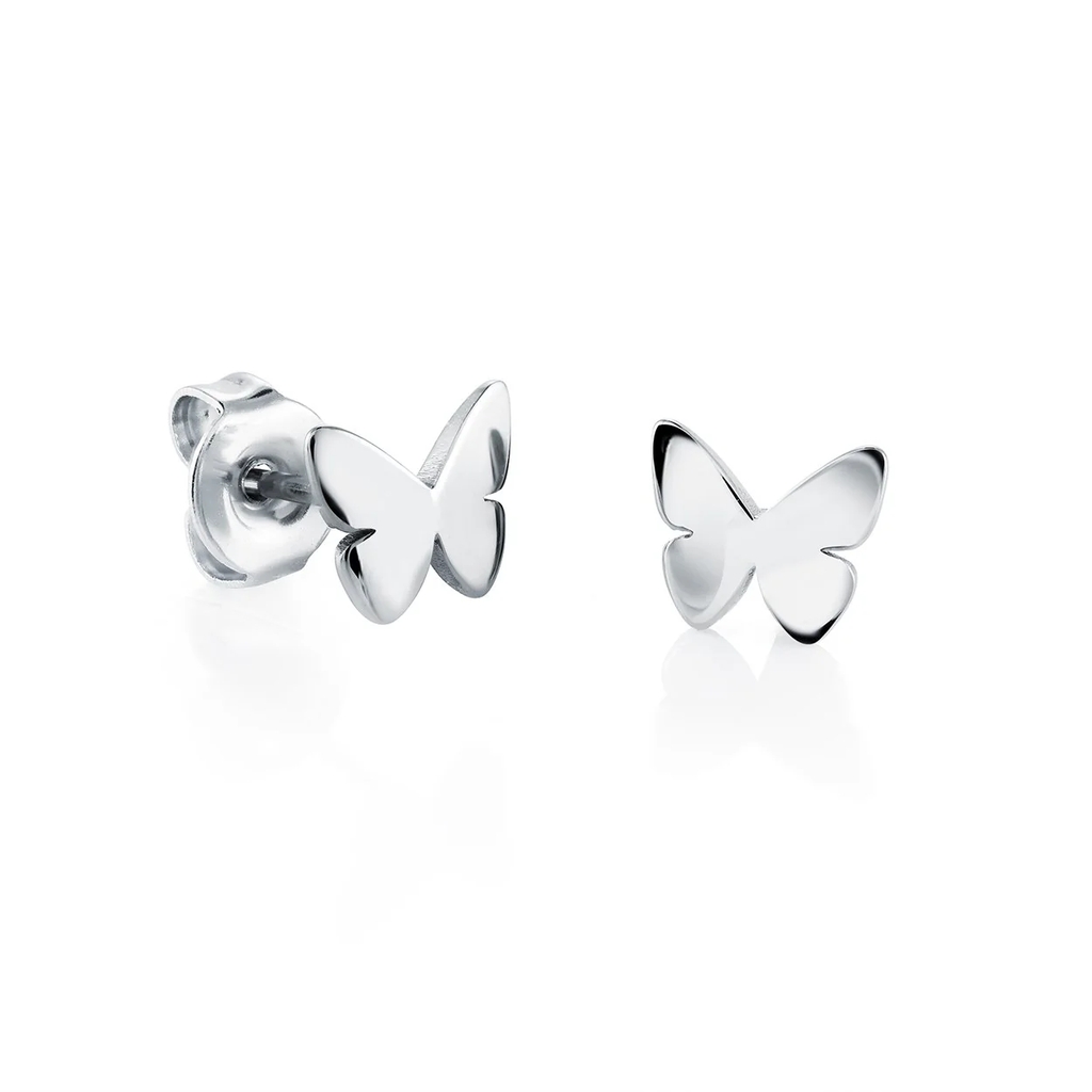 Boucles d'oreilles fixes papillons, acier inoxydable