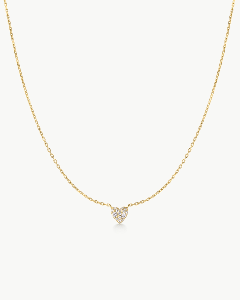 Collier coeur, argent, zircons incolores