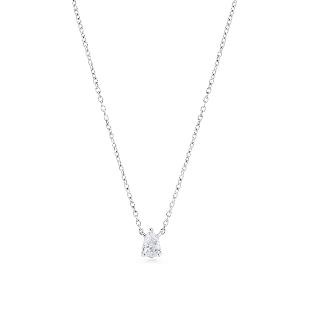 Collier Beth II, acier inoxydable, zircon incolore