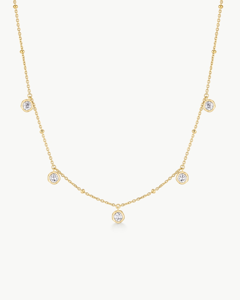 Collier argent, zircons incolores