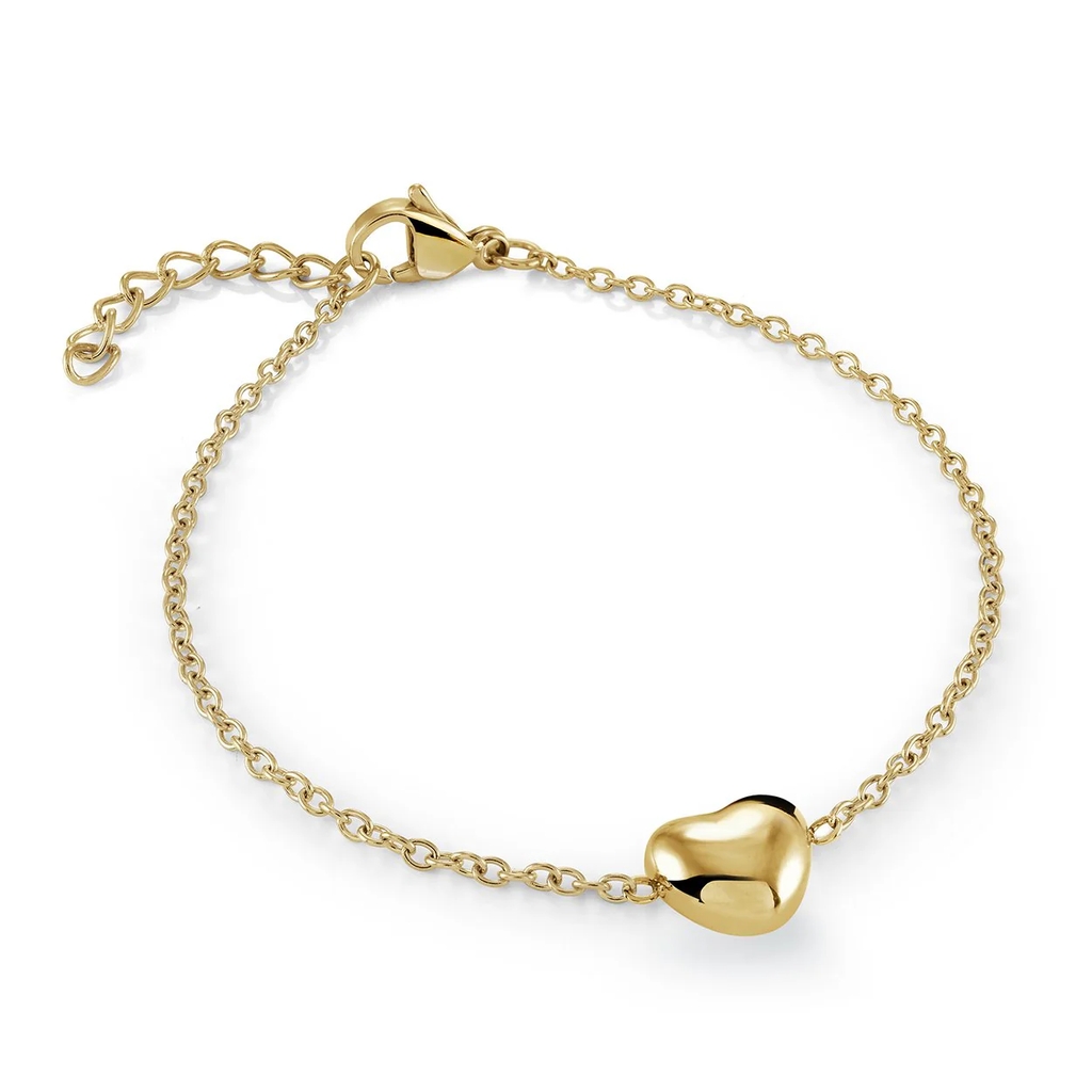 Bracelet coeur bombé, acier inoxydable