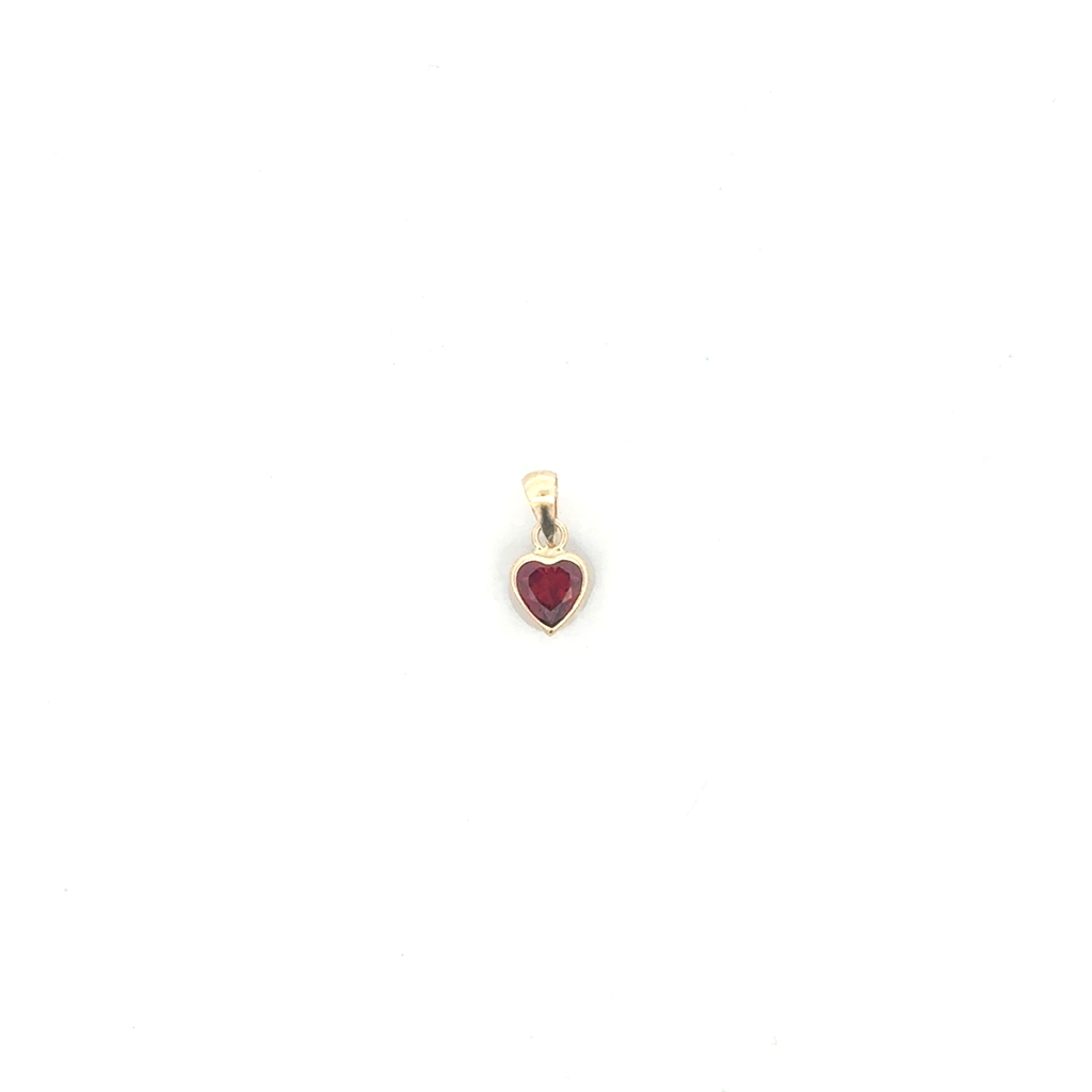 Pendentif coeur, or jaune 10 carats, zircon