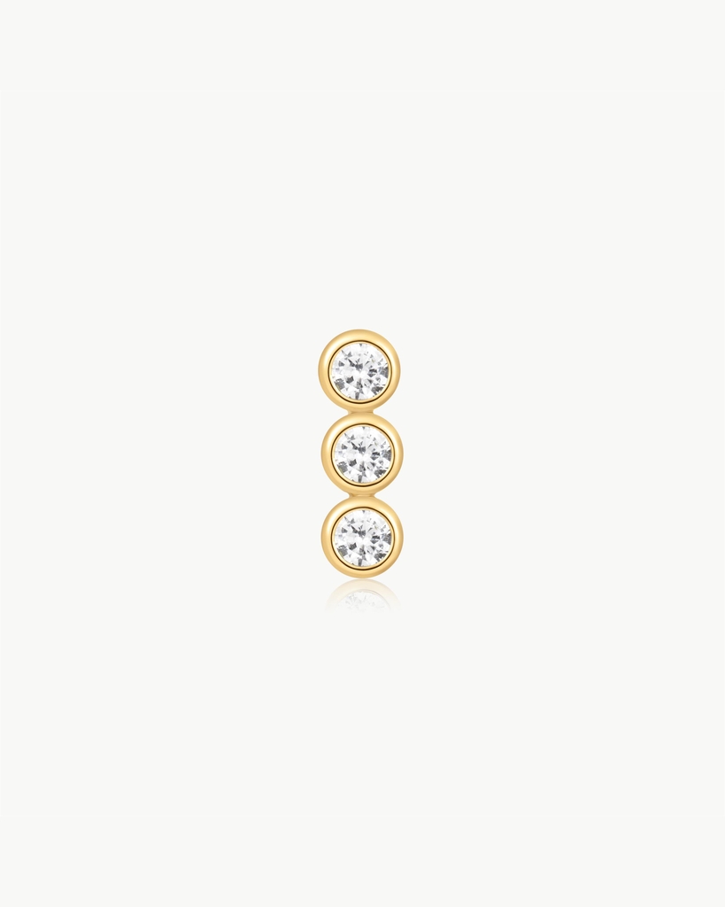 Boucle d'oreille fixe (seule) argent, zircons incolores