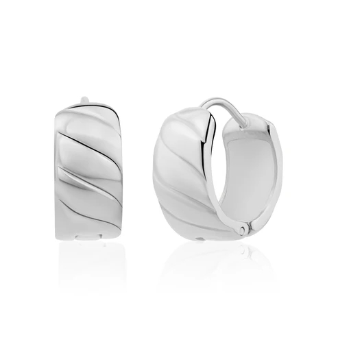 Anneaux de type huggies texturés, acier inoxydable