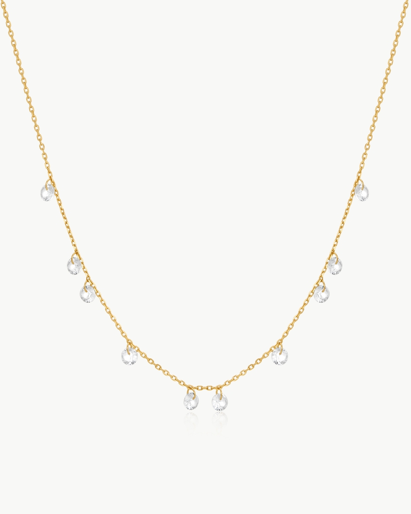 Collier argent, zircons incolores