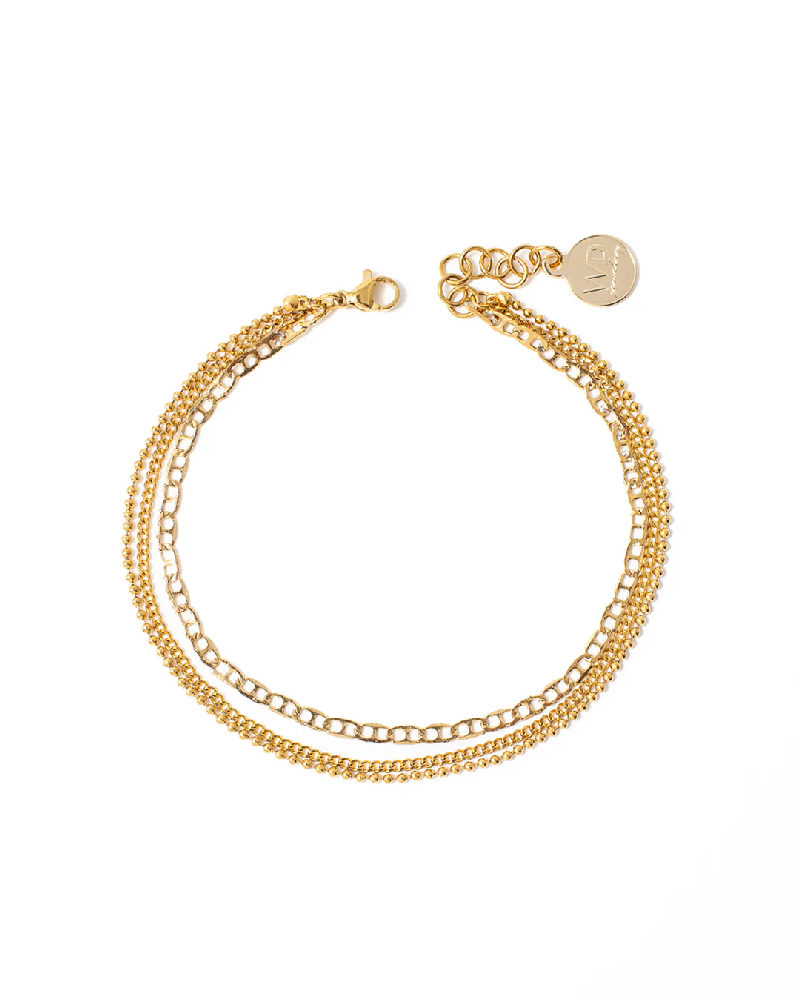 Terzo layered anklet, stainless steel - TERZO-GOLD - Welldunn