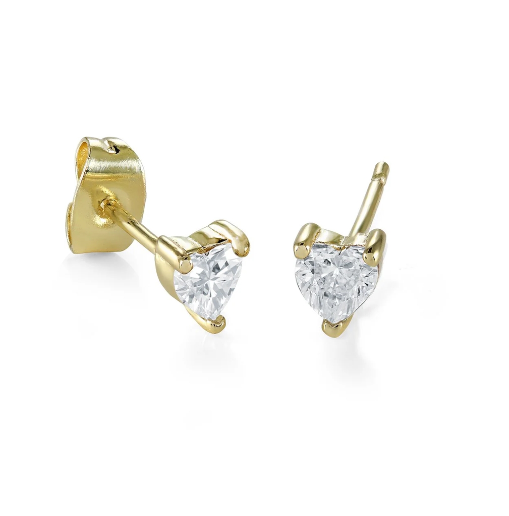 Boucles d'oreilles fixes coeurs, acier inoxydable, zircons incolores