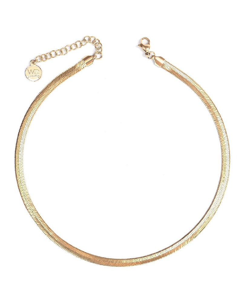 Cobra necklace, wide herringbone chain, stainless steel - COBRA-GOLD - Welldunn