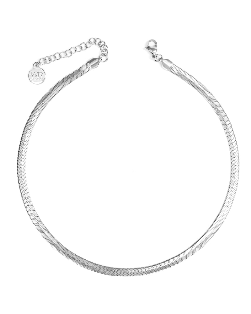 Cobra necklace, wide herringbone chain, stainless steel - COBRA-SILVER - Welldunn