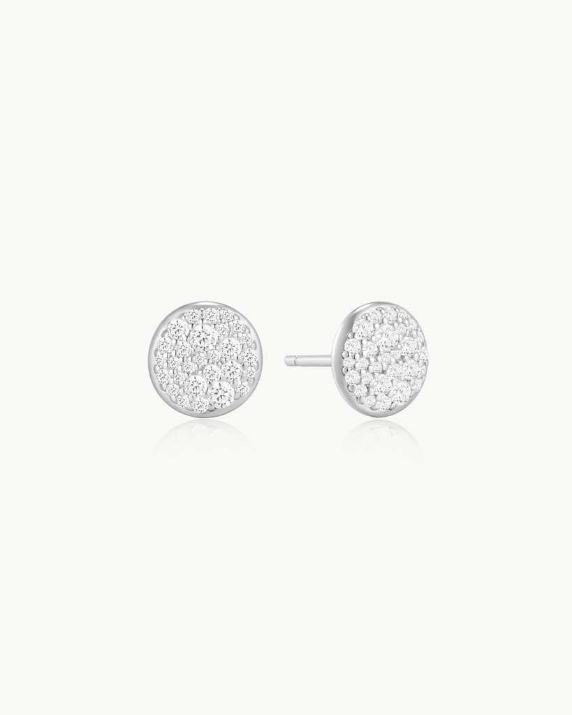 Boucles d'oreilles fixes argent, zircons incolores