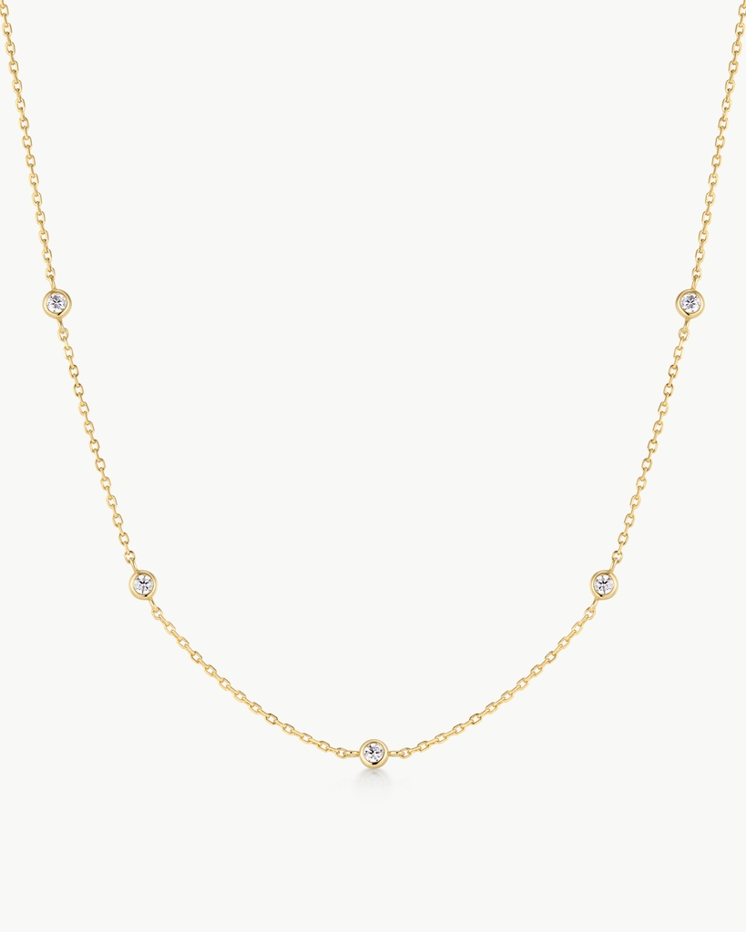 Collier argent, zircons incolores