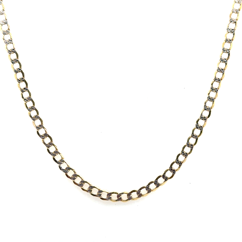 Chaîne gourmette, or 2 tons (jaune et blanc) 10 carats