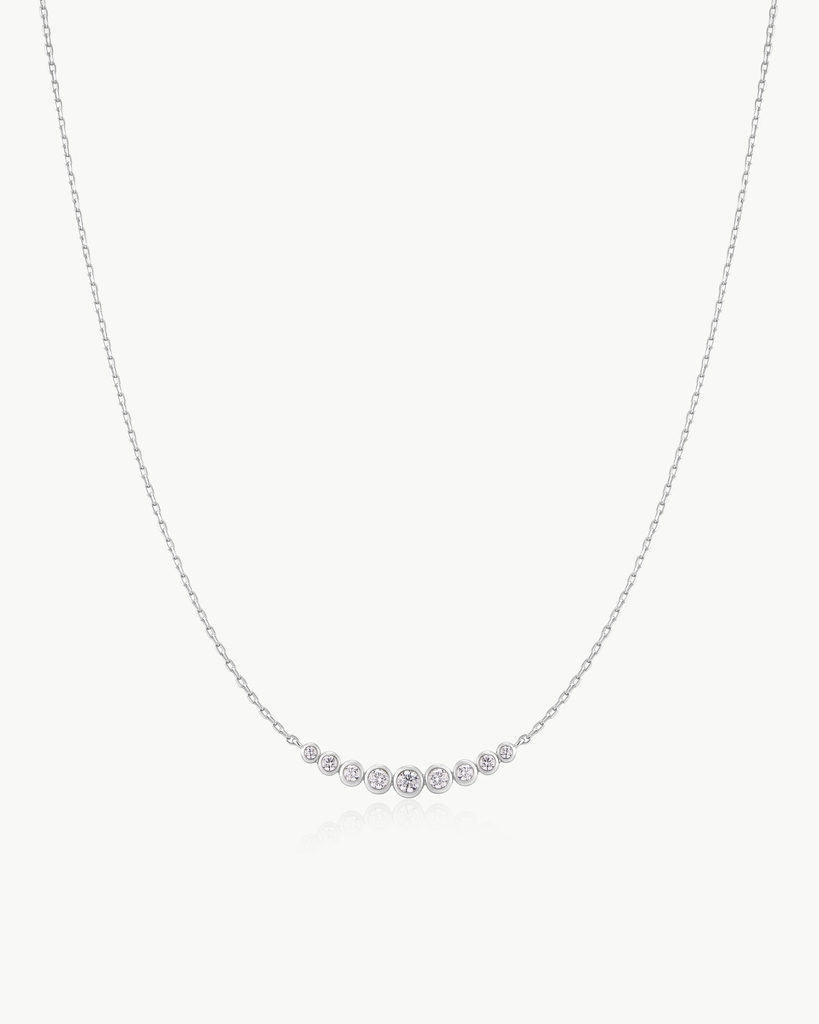 Collier argent, zircons incolores