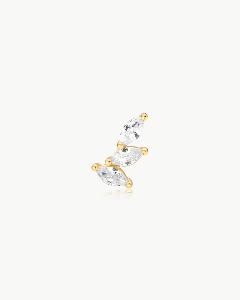 Boucle d'oreille fixe (seule) argent, zircons incolores