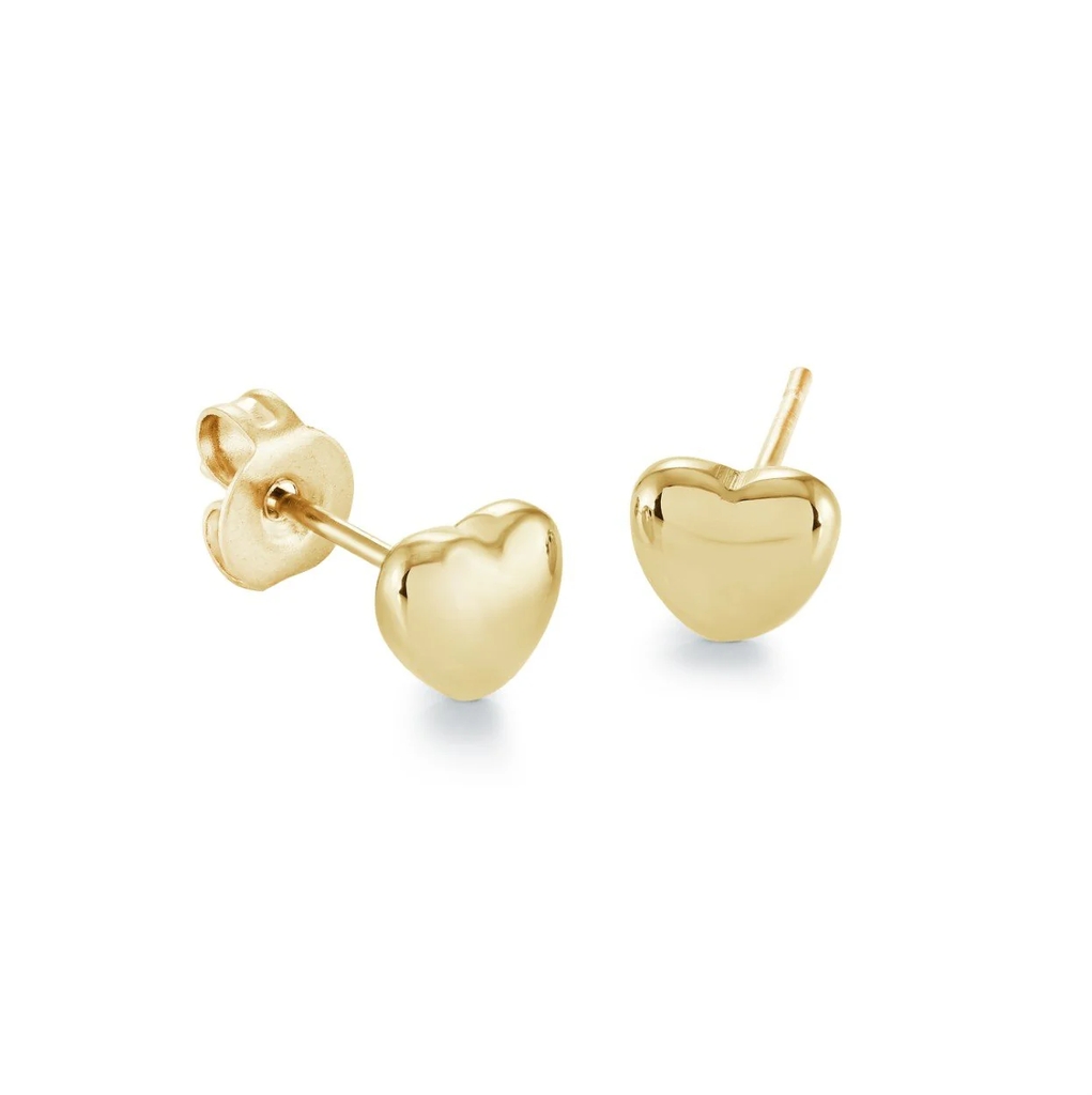 Boucles d'oreilles fixes cœurs bombés, acier inoxydable