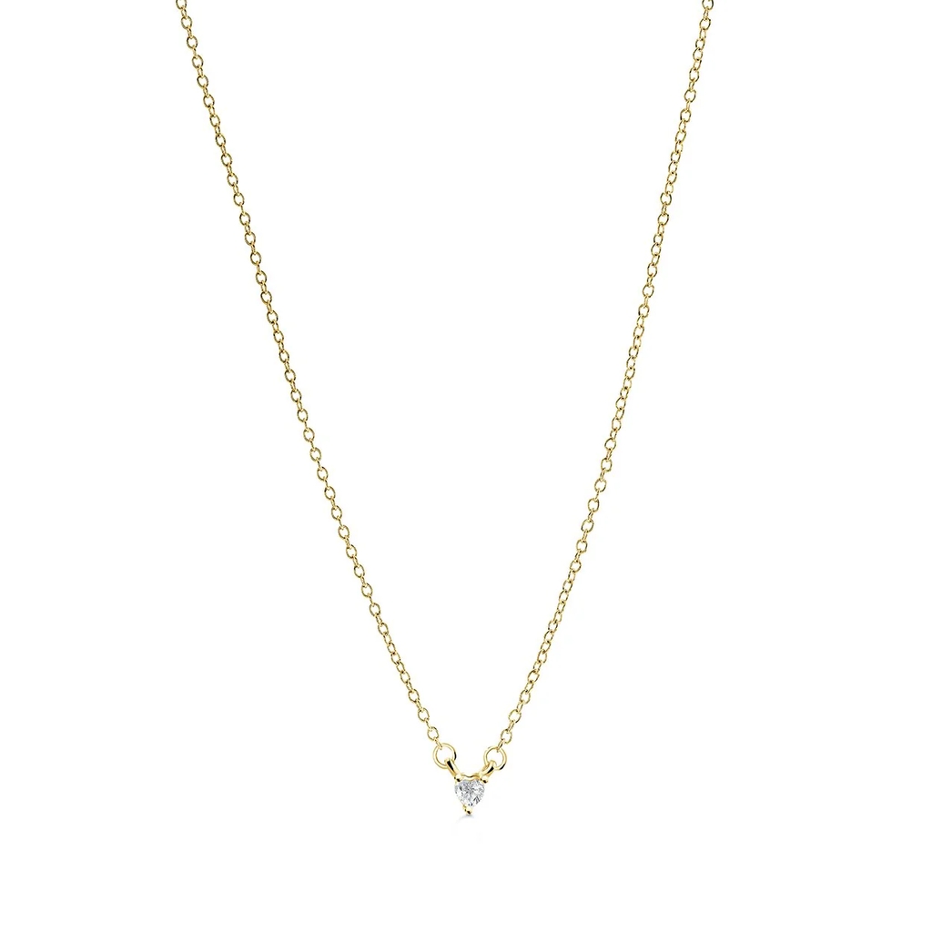Collier coeur, acier inoxydable, zircon incolore