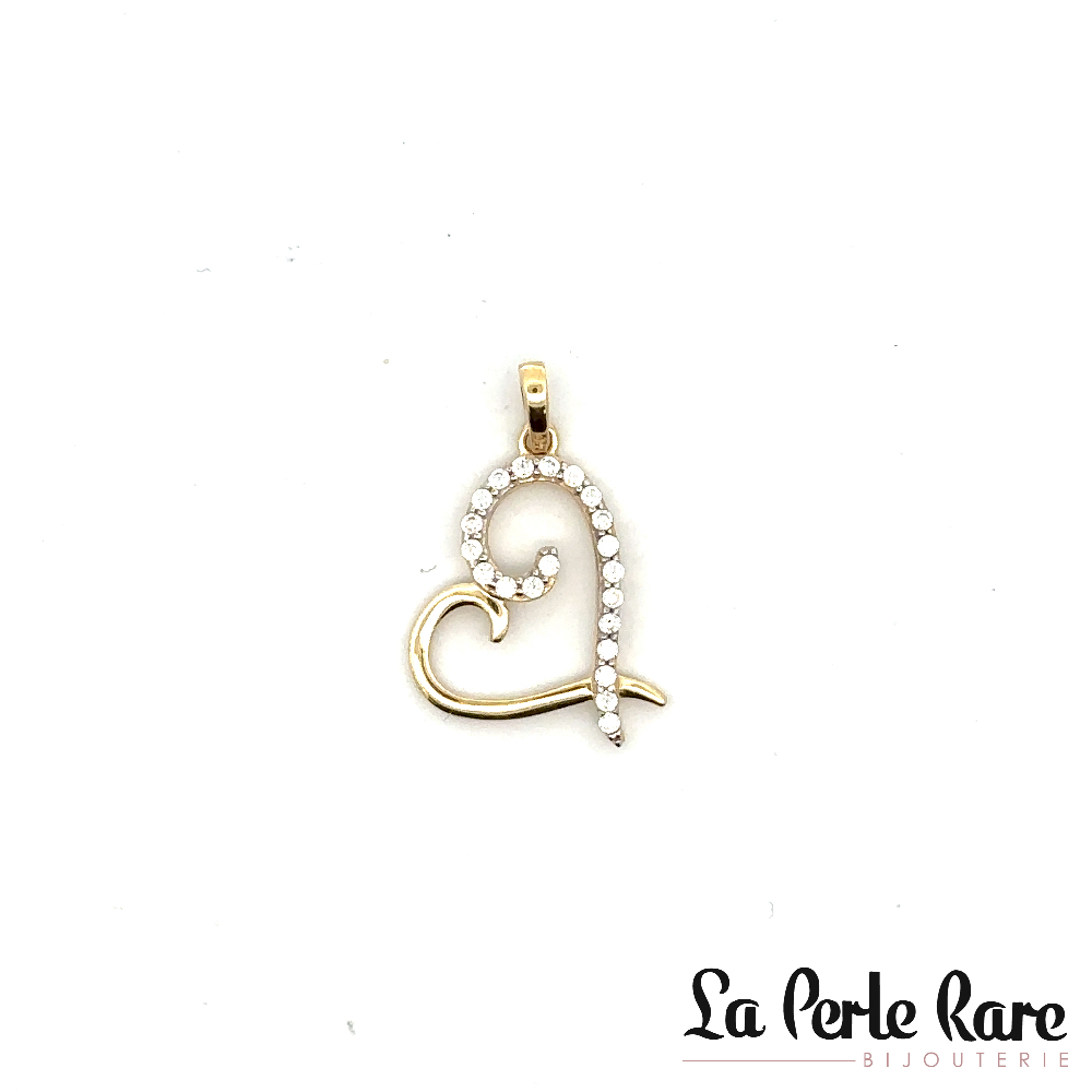Heart pendant, 10 karat yellow gold, clear zirconia - PVR-834-J - Exclusivity