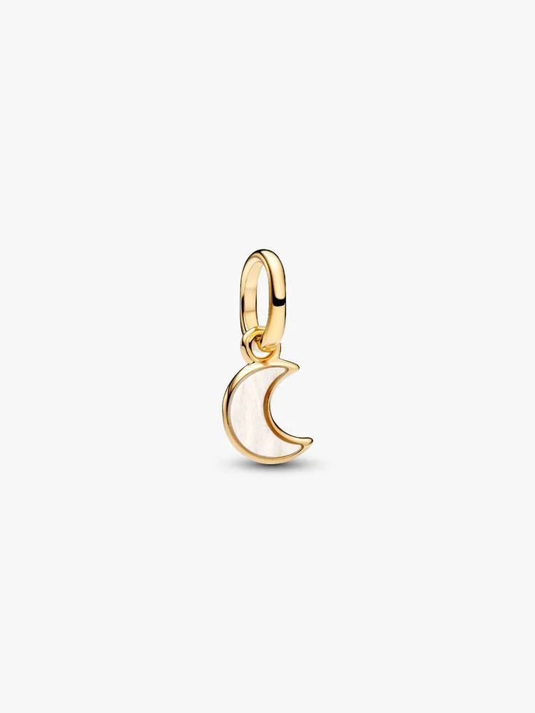 Bille mini croissant de lune, métal unique plaqué d'or 14 carats, nacre en biorésine
