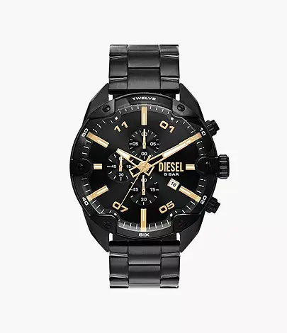 Spiked watch in blackened stainless steel. - DZ4644 - Diesel