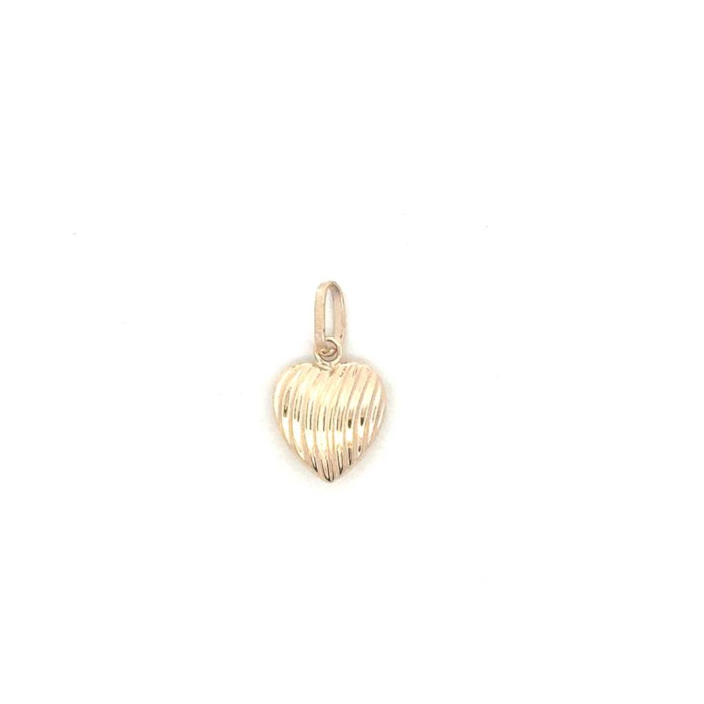 Textured puffed heart pendant yellow gold 10 karats