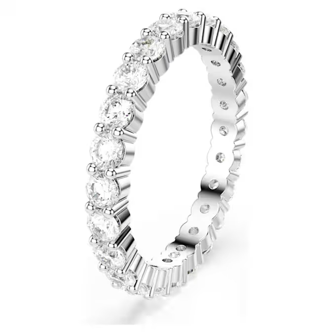 Bague Matrix Vittore, métal rhodié, cristaux incolores, grandeur: 52