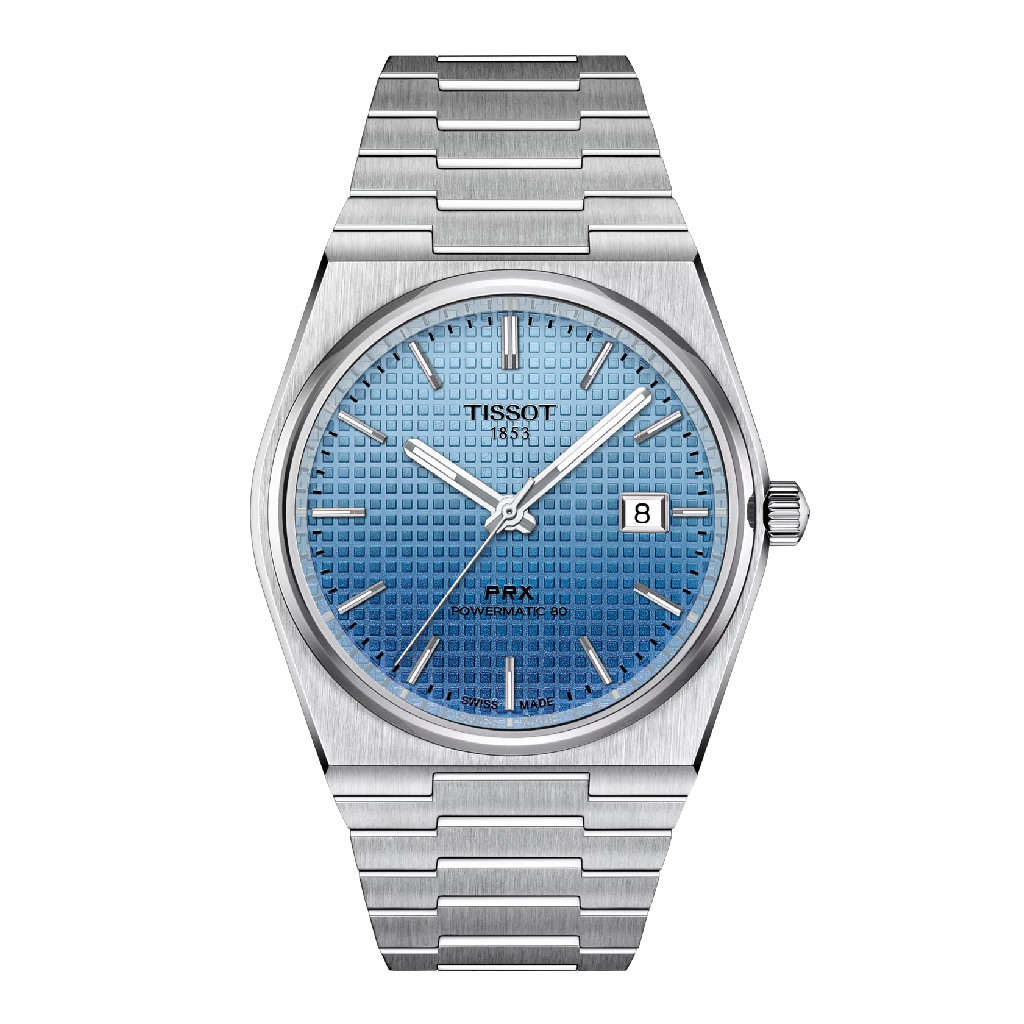 Montre PRX, acier inoxydable, fond bleu
