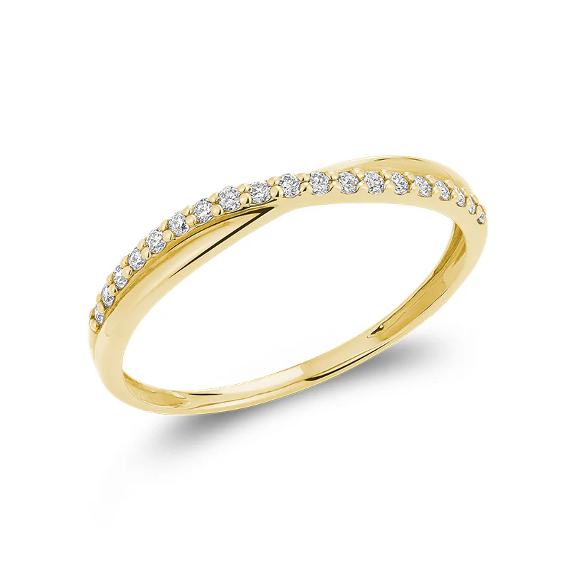 Bague or jaune 10 carats, 2 points de diamant total