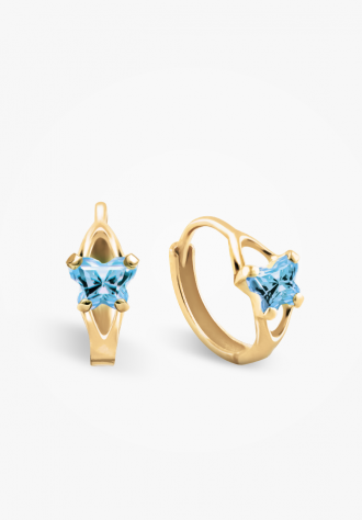 Huggies, 10K yellow gold, turquoise zirconia - BH-DE-10 - B Fly