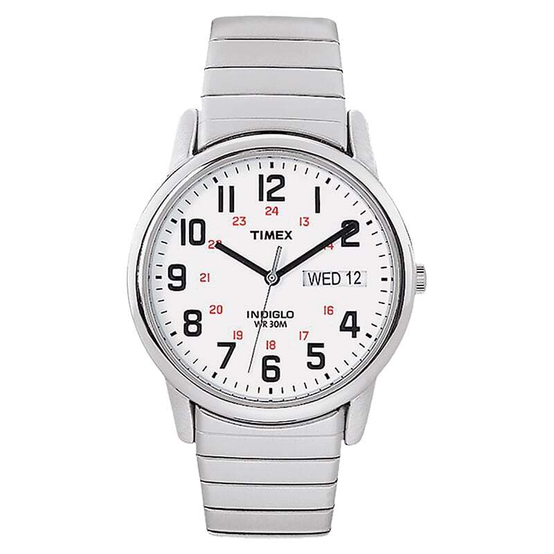 Montre extensible métal, fond blanc
