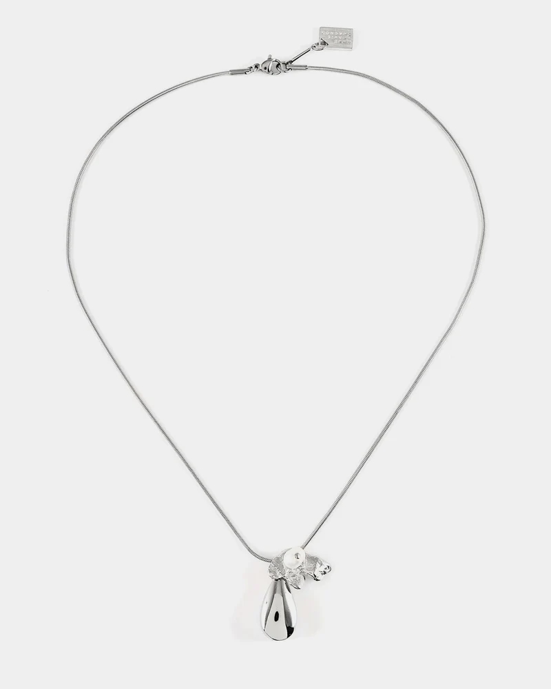 Collier funéraire, acier inoxydable, étain, perle