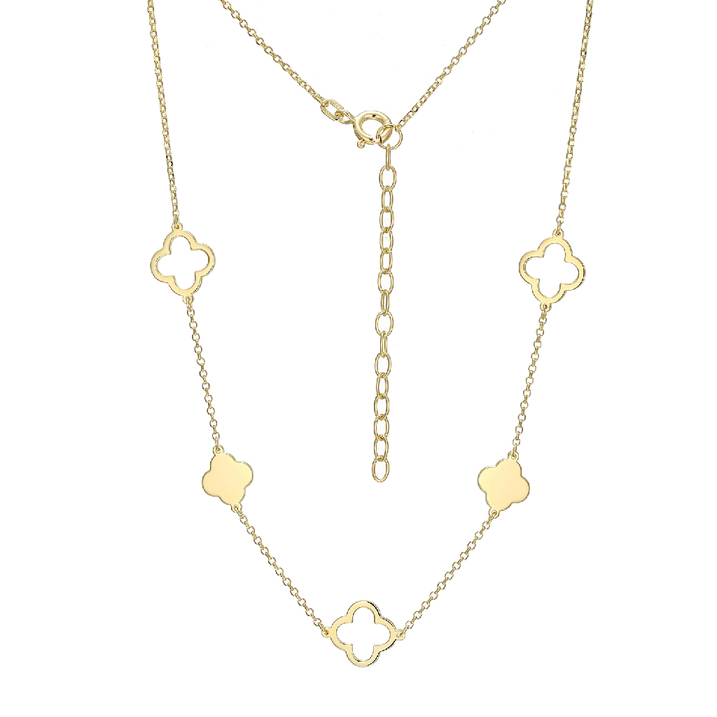 necklace van cleef style, silver yellow gold finish 18 karats