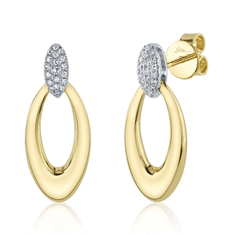 Two-tone gold dangling earrings diamonds 9 pts - SC22009428 - Shy