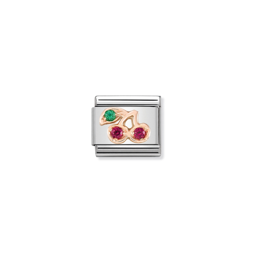 Classic link cherries, stainless steel, 9 carats rose gold