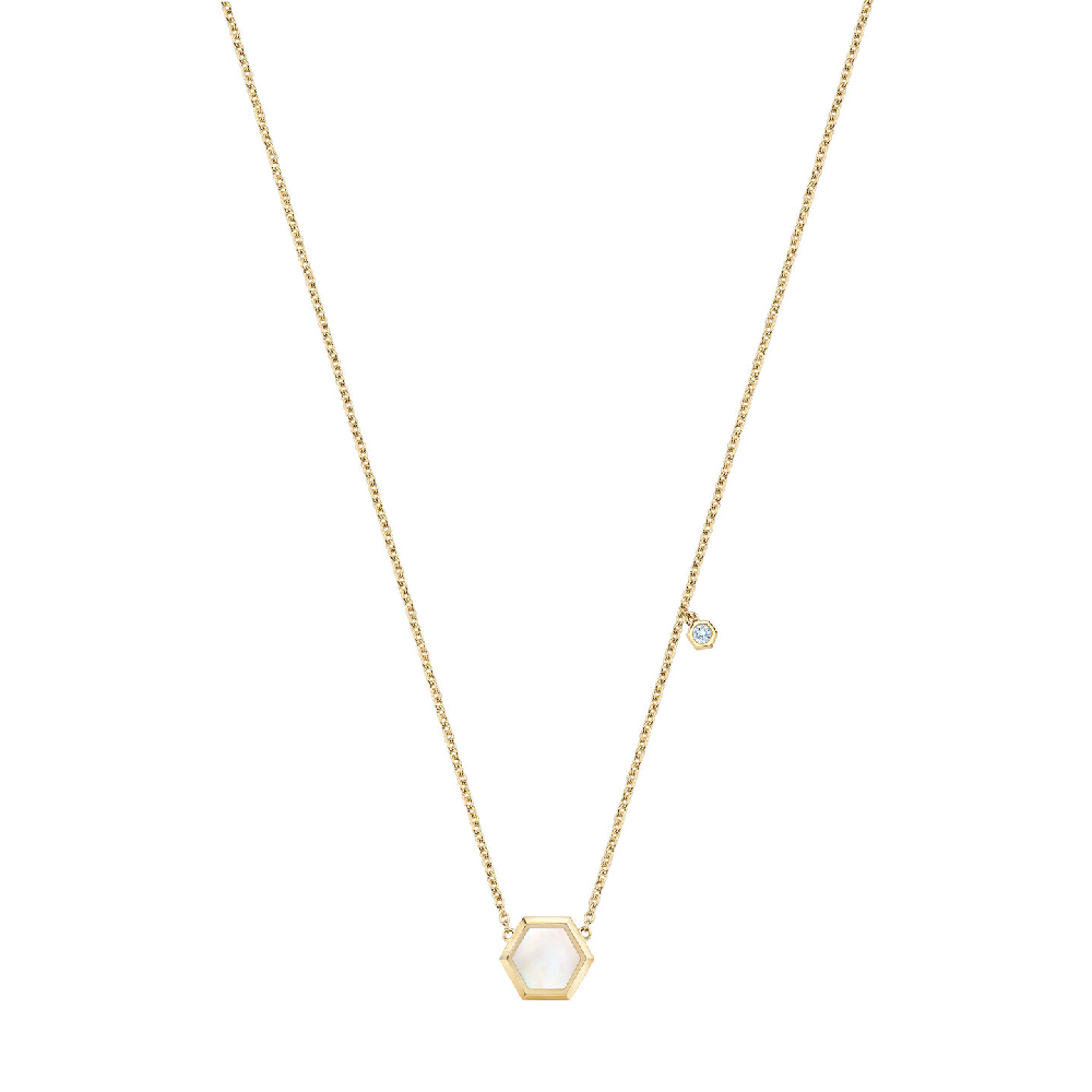 Birks Bee Chic necklace, 18K yellow gold, Mother-of-Pearl, diamond - 450016275860 - Birks
