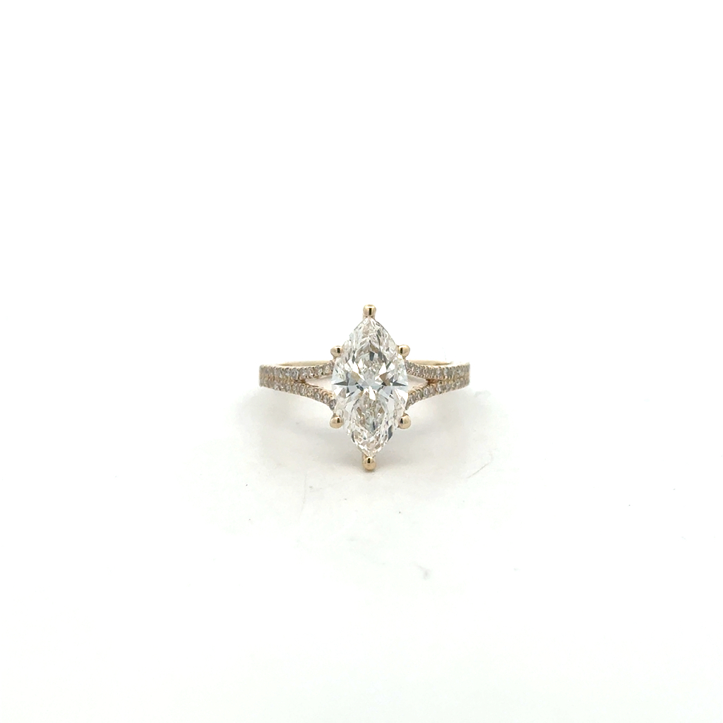 Bague or jaune 10 carats, 225 points de diamant de laboratoire total, VS2/E, certificat