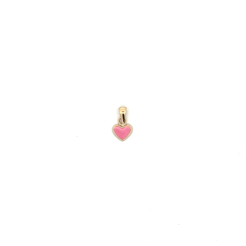 Pendentif coeur, or jaune 10 carats, émail rose