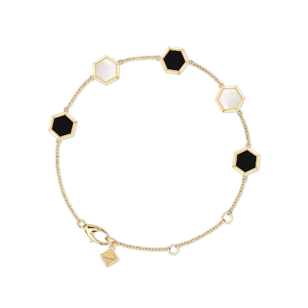 Birks Bee Chic Bracelet, 18K Yellow Gold, Mother-of-Pearl, Onyx