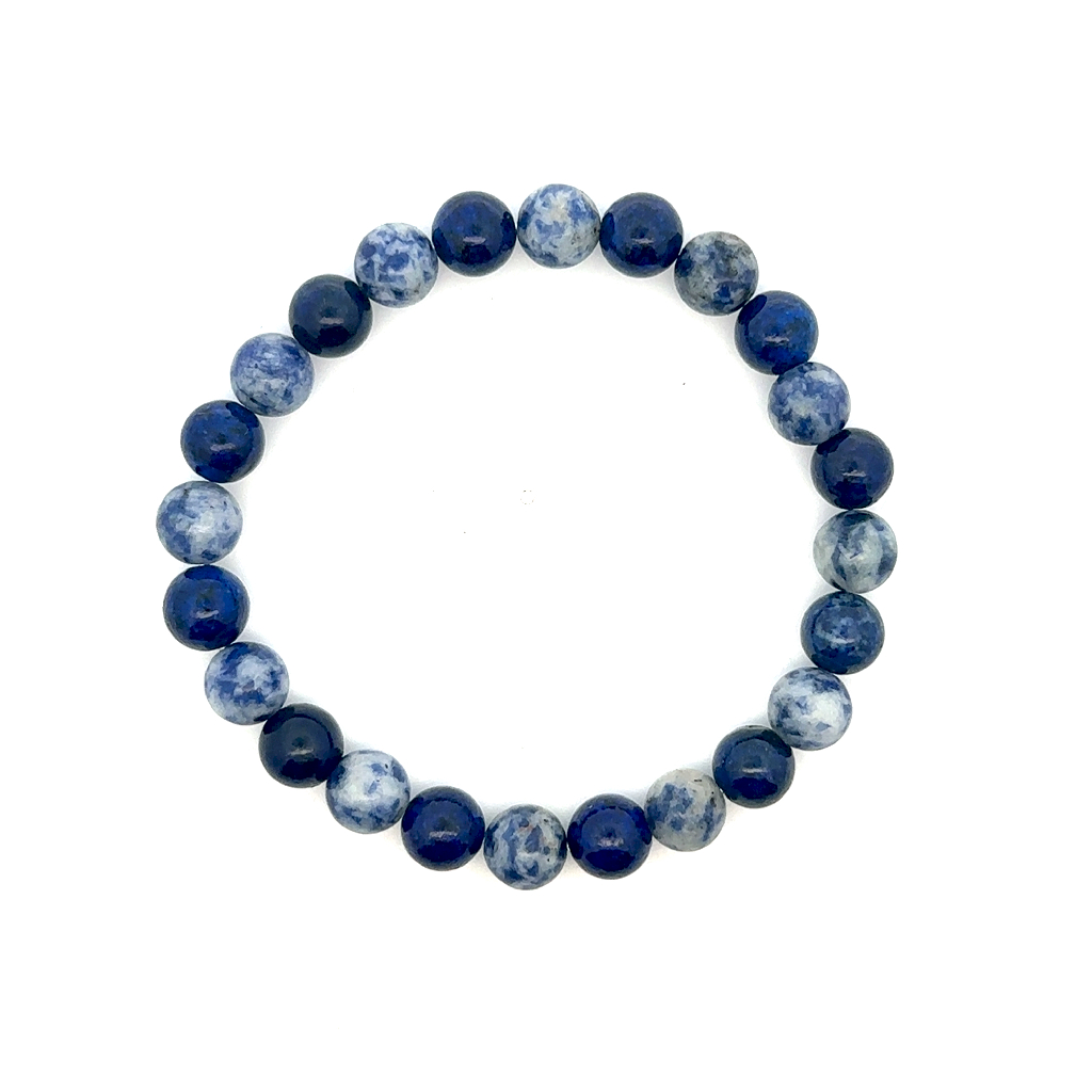 Bracelet extensible, sodalite, lapis-lazuli 8 millimètres