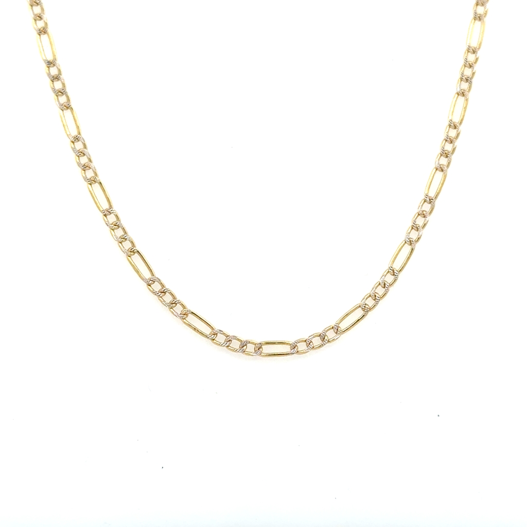Chaîne figaro, or 2 tons (jaune et blanc) 10 carats