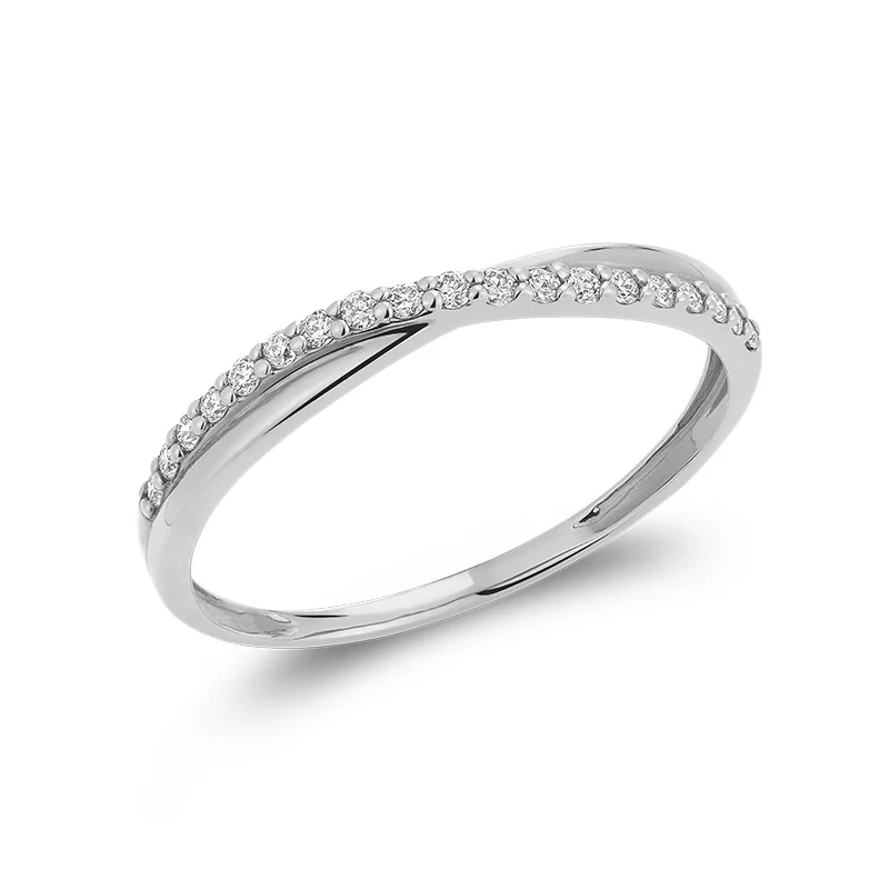 Bague or blanc 10 carats, 2 points de diamant total