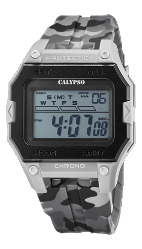 Montre silicone camouflage gris