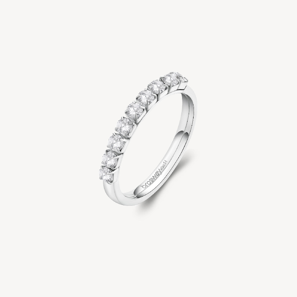 Stainless steel semi-eternity band with clear zirconia - BEIA003B - Brosway Italia