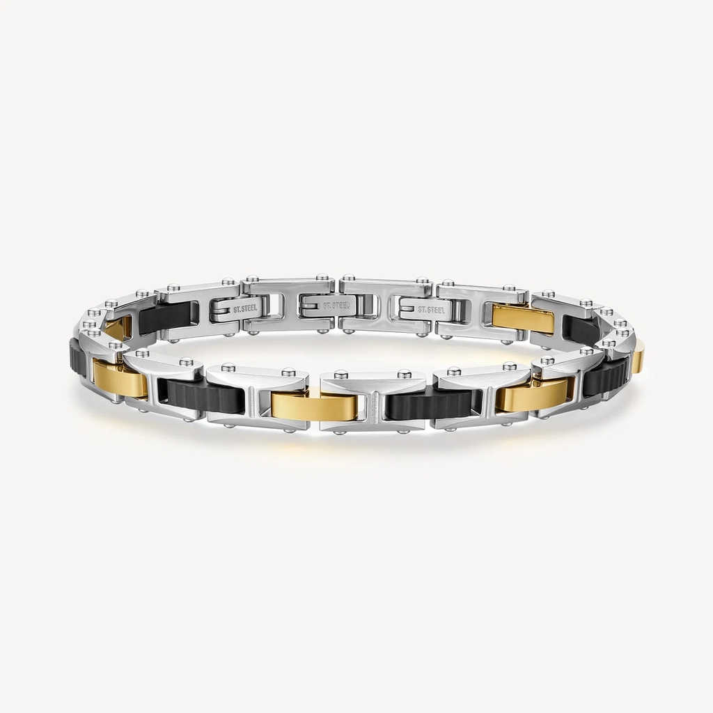 Bracelet Backliner, acier inoxydable 3 tons (blanc, jaune et noir)
