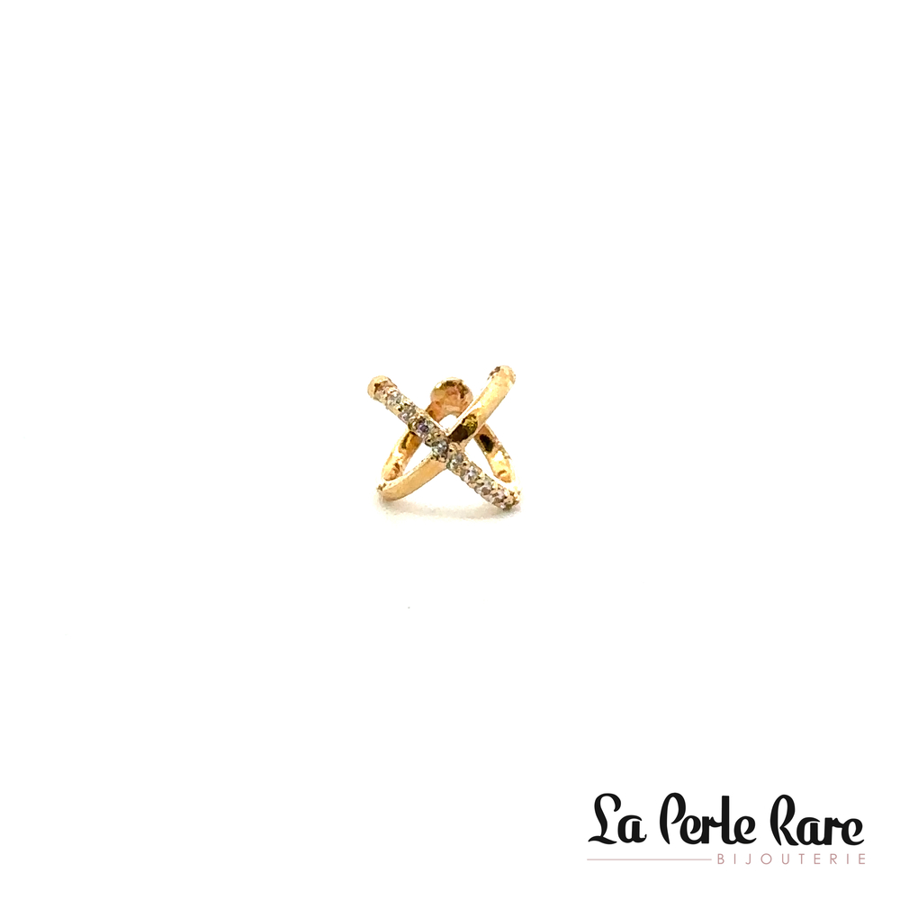Ear cuff 10K yellow gold, clear zirconia - 3696 - Exclusivity