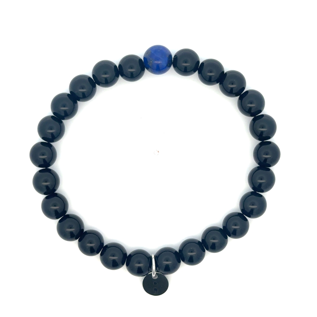 Bracelet prévention du suicide, obsidiennes, lapis lazuli