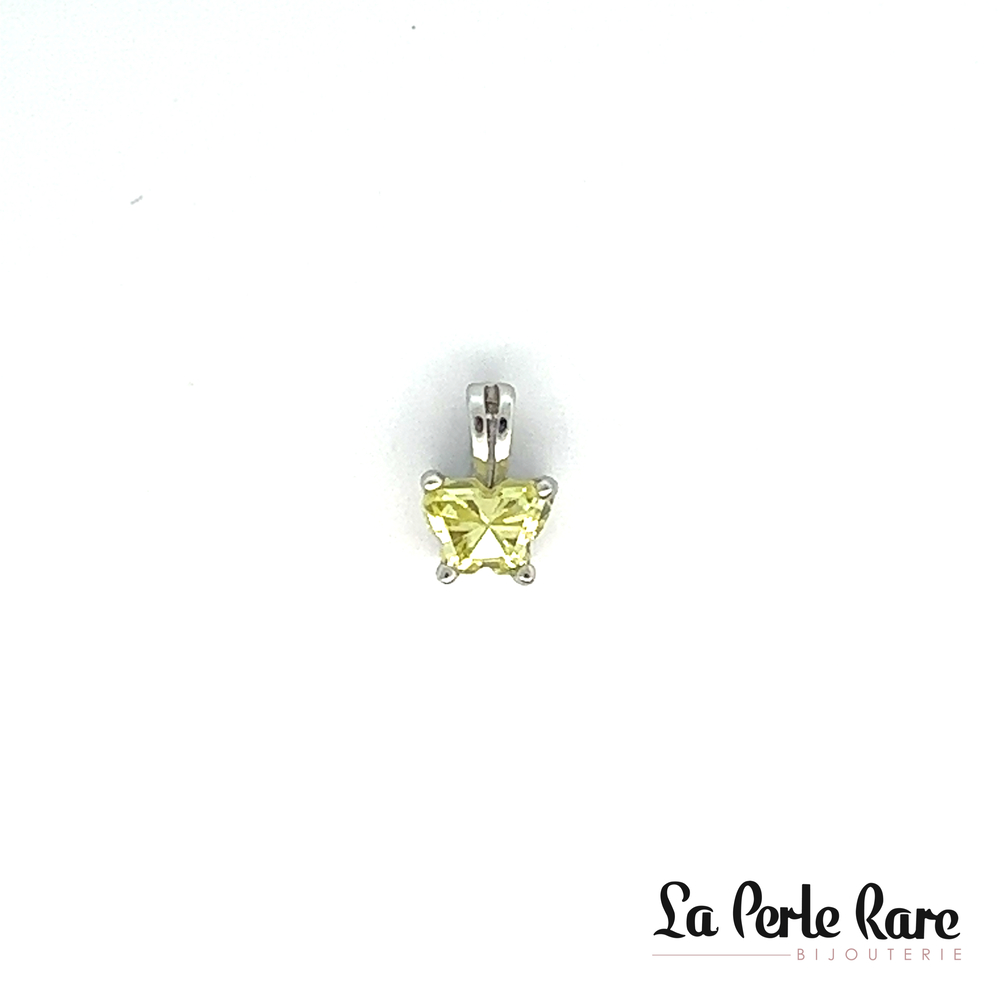 10k white gold butterfly pendant, light green zircon - BP-AU-10W - B Fly