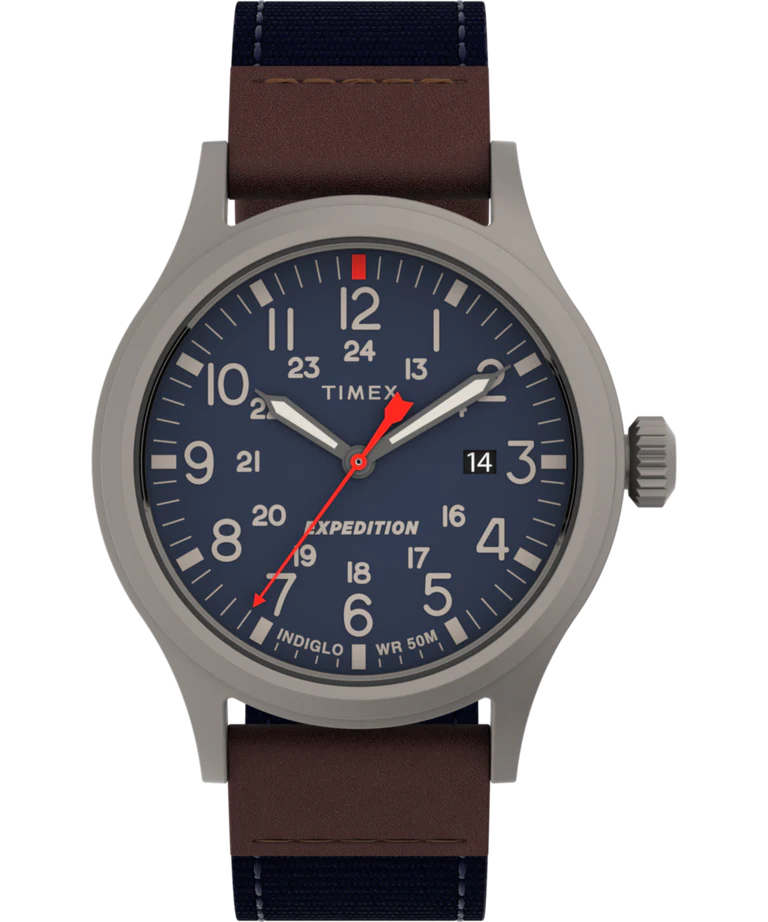 Montre nylon bleu, métal, fond bleu