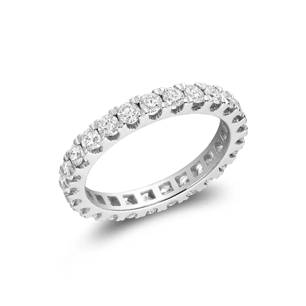 Jonc éternité, or blanc, 141 points de diamant total